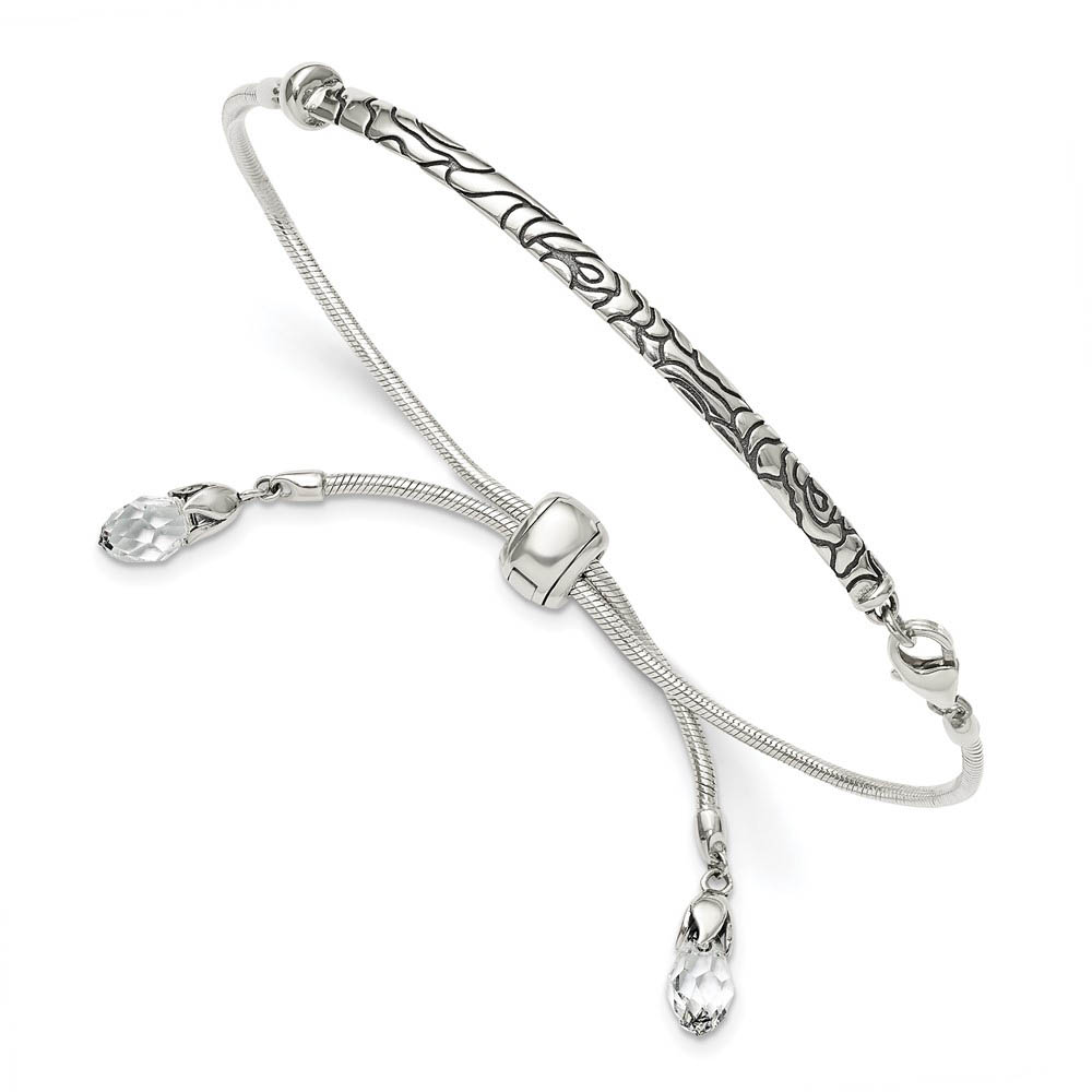 Sterling Silver & Clear Crystal Adjustable Starter Bracelet
