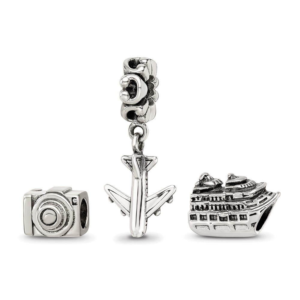 Sterling Silver Travel Bug Bead Charm Set of 3