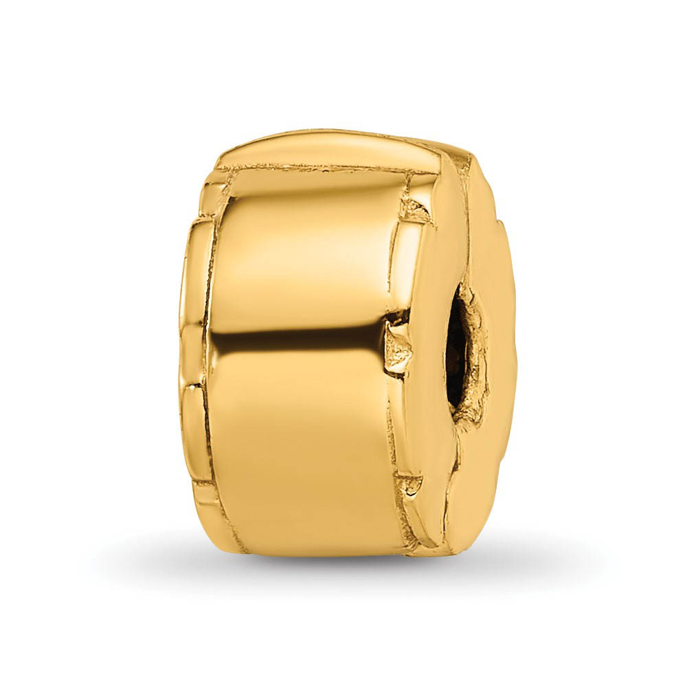 14k Yellow Gold Plated Sterling Silver Notched Hinged Clip Bead Charm