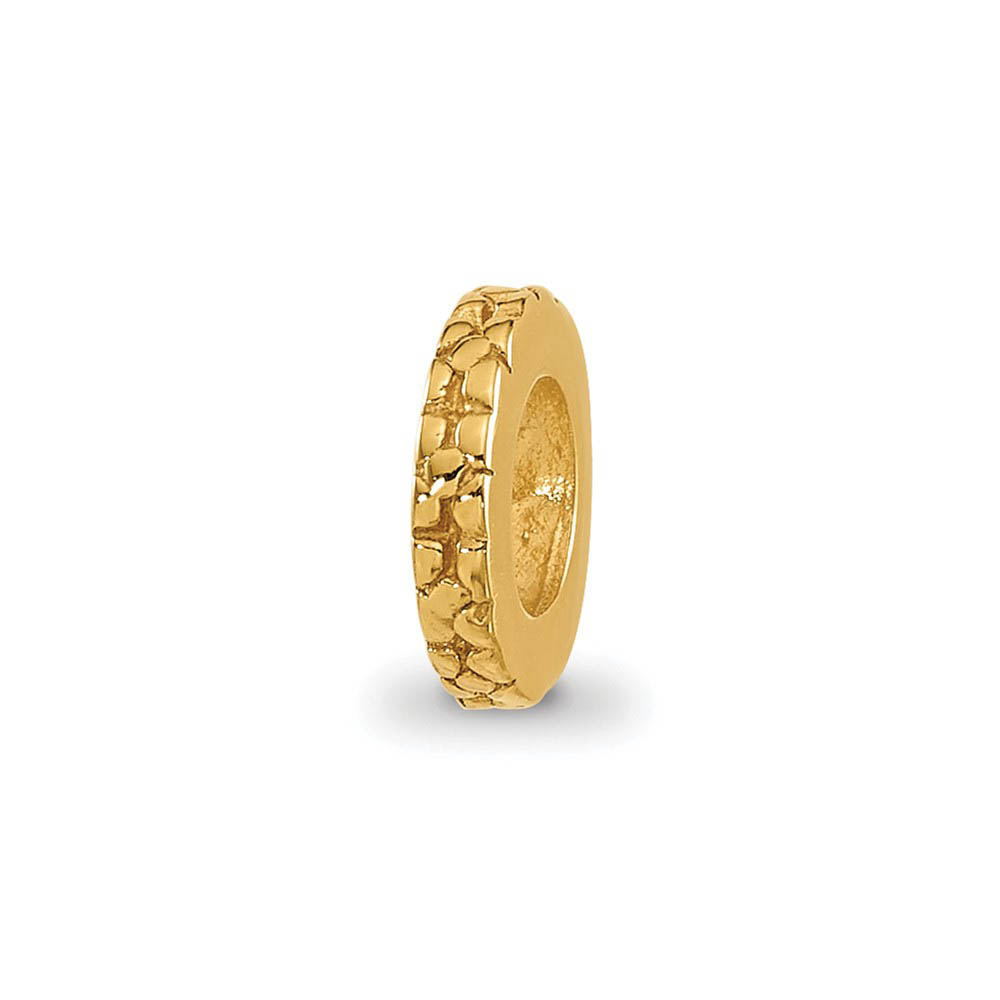 14k Yellow Gold Plated Sterling Silver Floral Spacer Bead Charm
