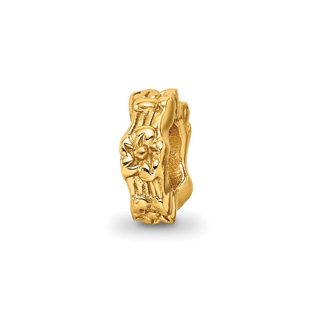 14k Yellow Gold Plated Sterling Silver Flower Spacer Bead Charm