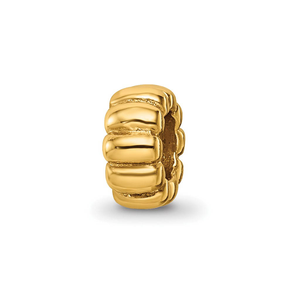 14k Yellow Gold Plated Sterling Silver Fluted Spacer Bead Charm