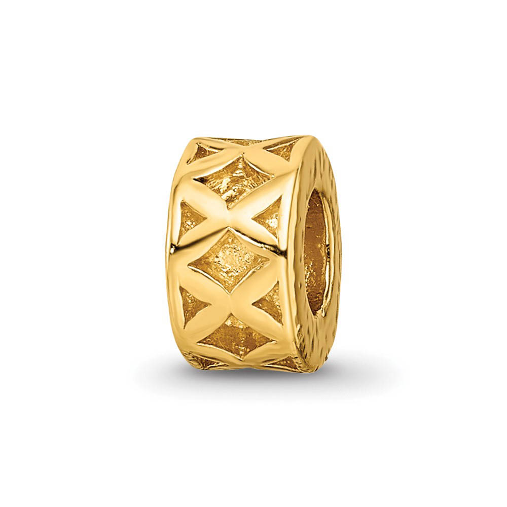 14k Yellow Gold Plated Sterling Silver X Spacer Bead Charm