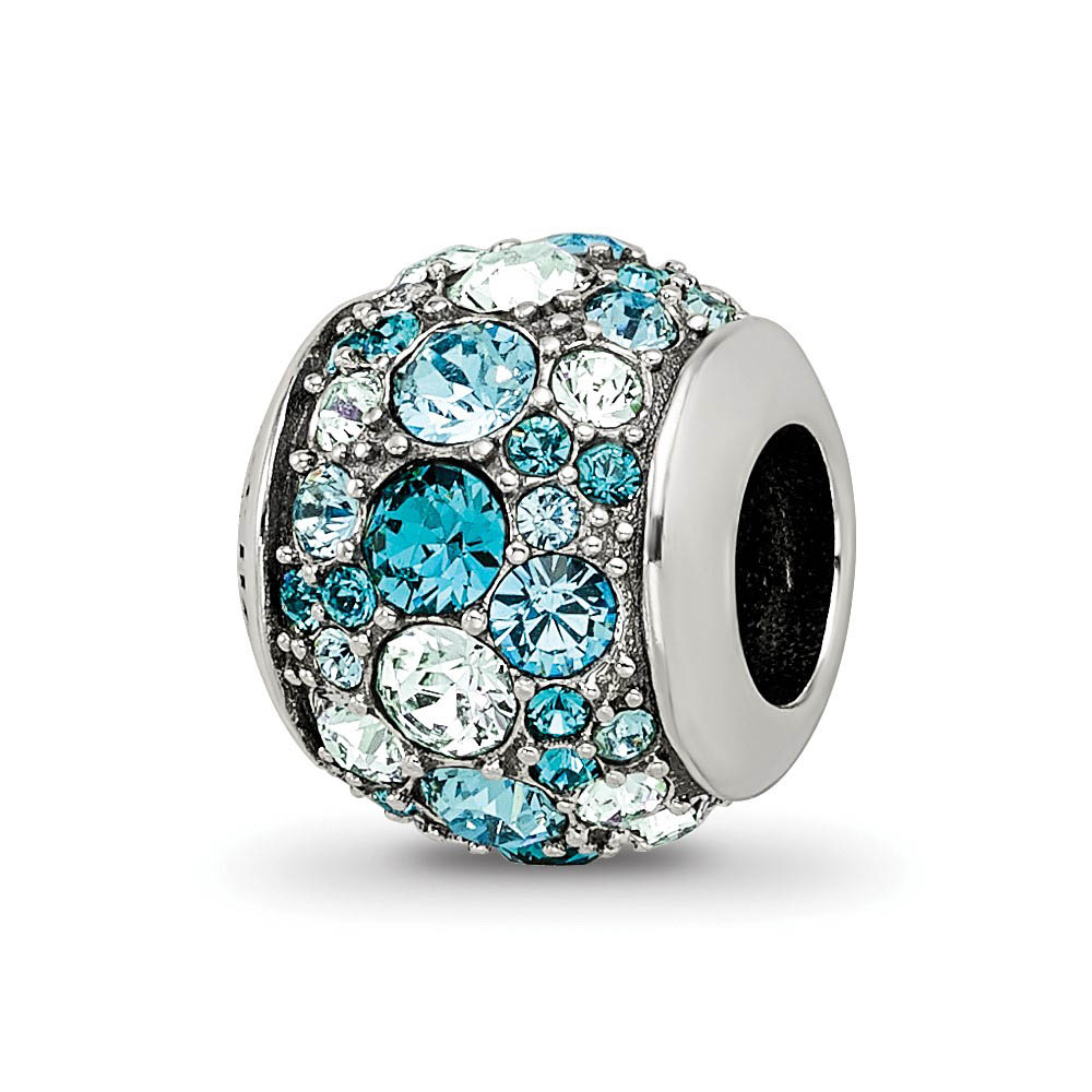 Sterling Silver with Blue & White Crystals Seaside Bead Charm
