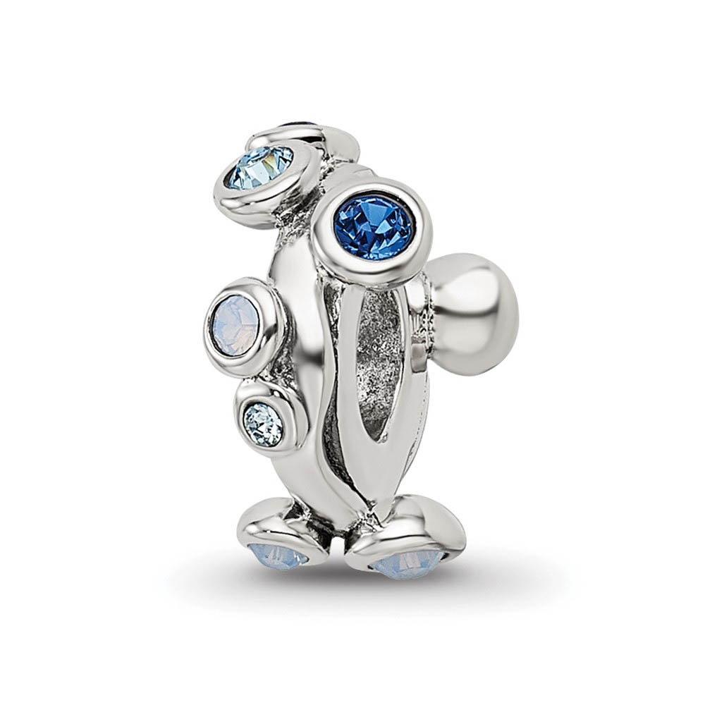 Sterling Silver with Blue Crystals Bubble Spacer Bead Charm