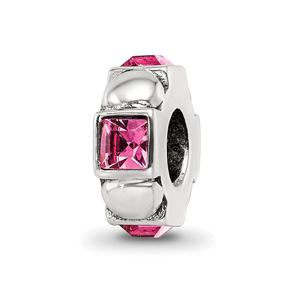 Sterling Silver with Pink Crystals Geometric Spacer Bead Charm