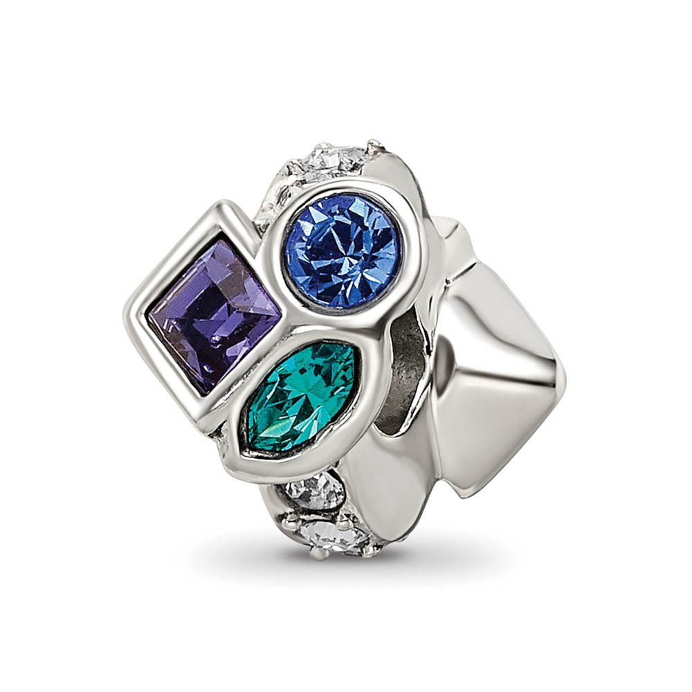 Sterling Silver with Multicolor Crystals Bead Charm