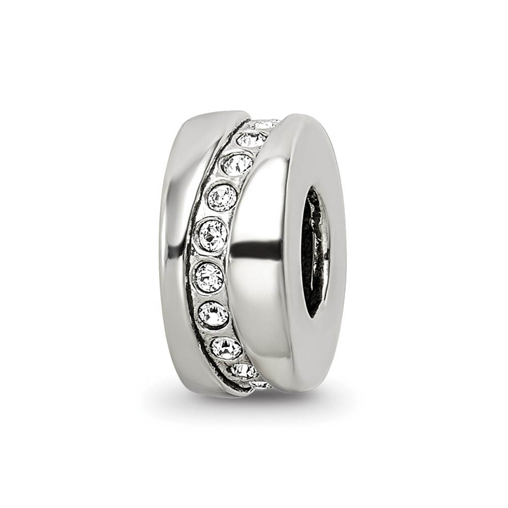 Sterling Silver with White Crystals Meandering Spacer Bead Charm