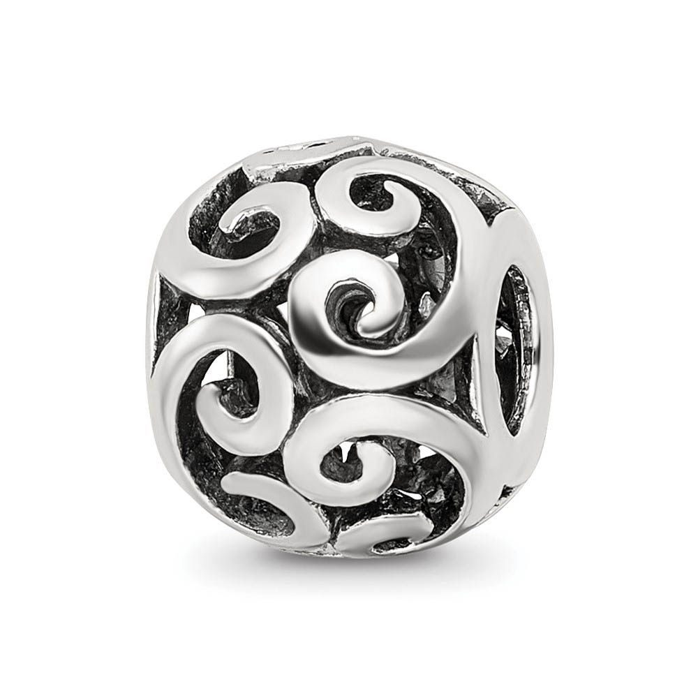 Sterling Silver Antiqued Scroll Bali Bead Charm