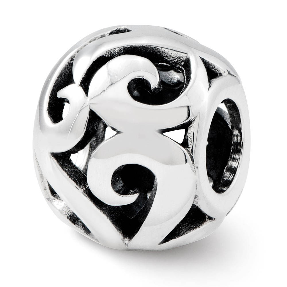 Sterling Silver Antiqued Swirl Bali Bead Charm