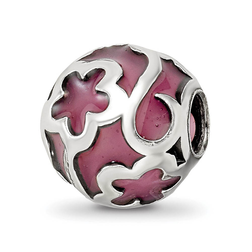 Sterling Silver Purple Filigree Enameled Bead Charm