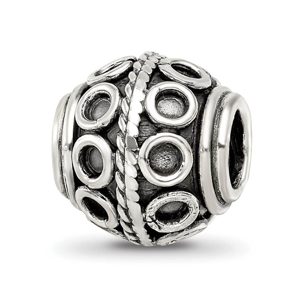 Sterling Silver Antiqued Artisan Circle & Rope Design Bead Charm