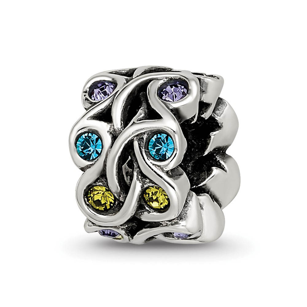 Sterling Silver Multicolor Crystals Mandala Bead Charm