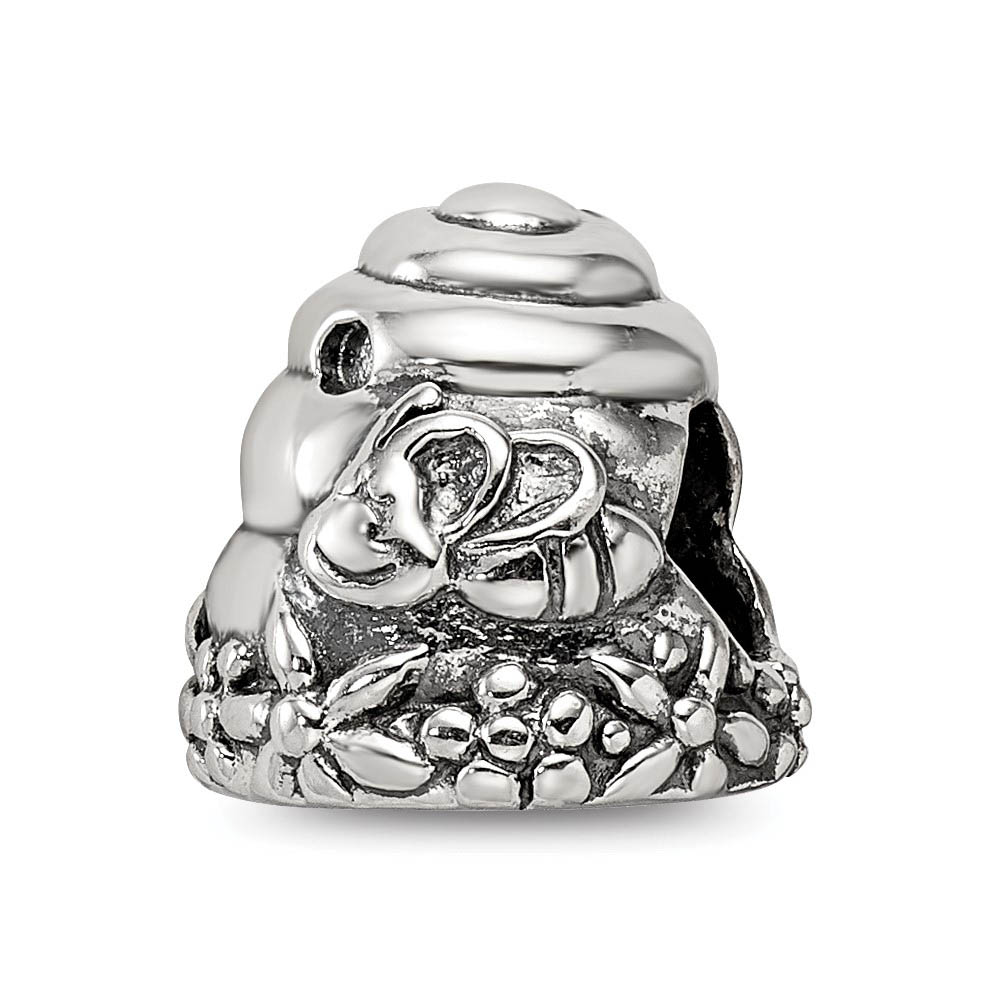 Sterling Silver Antiqued Beehive Bead Charm