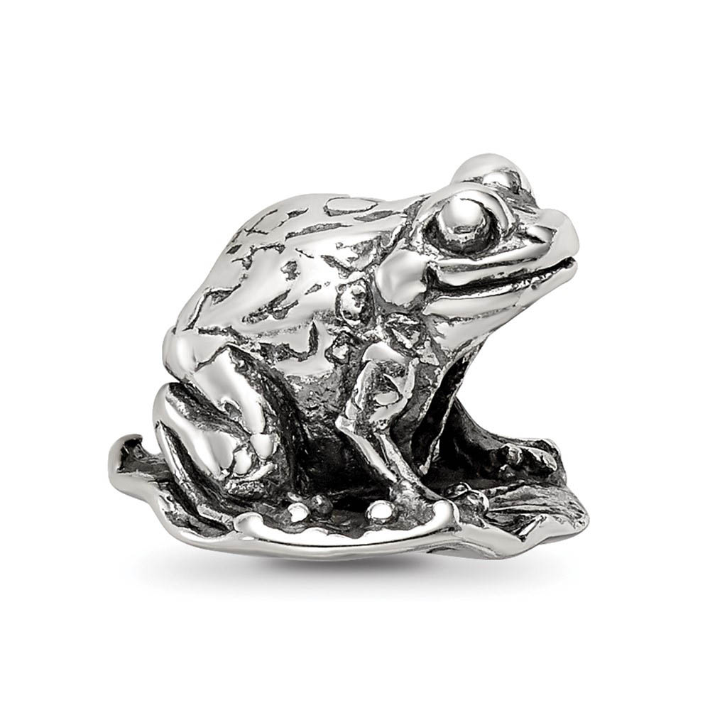 Sterling Silver Antiqued Frog on Lily Pad Bead Charm