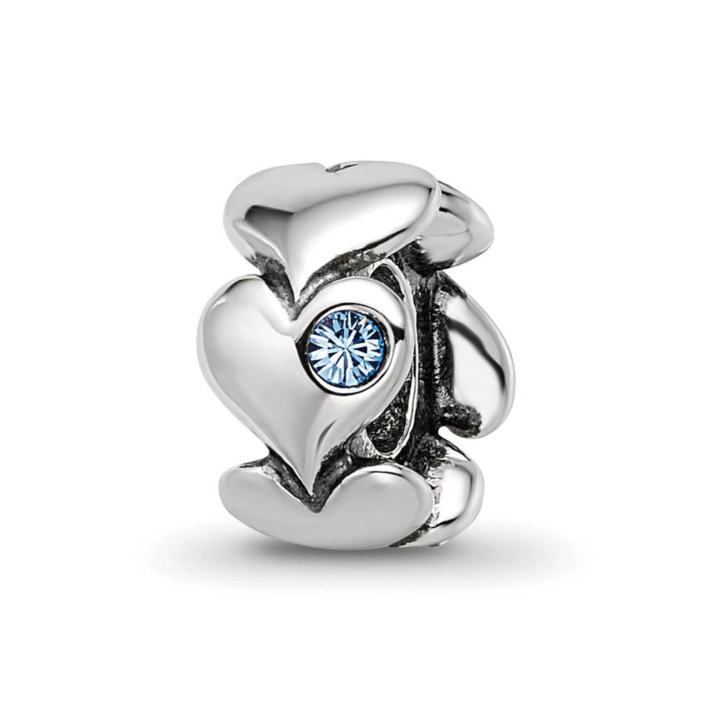Sterling Silver & Crystals Endless Hearts Bead Charm