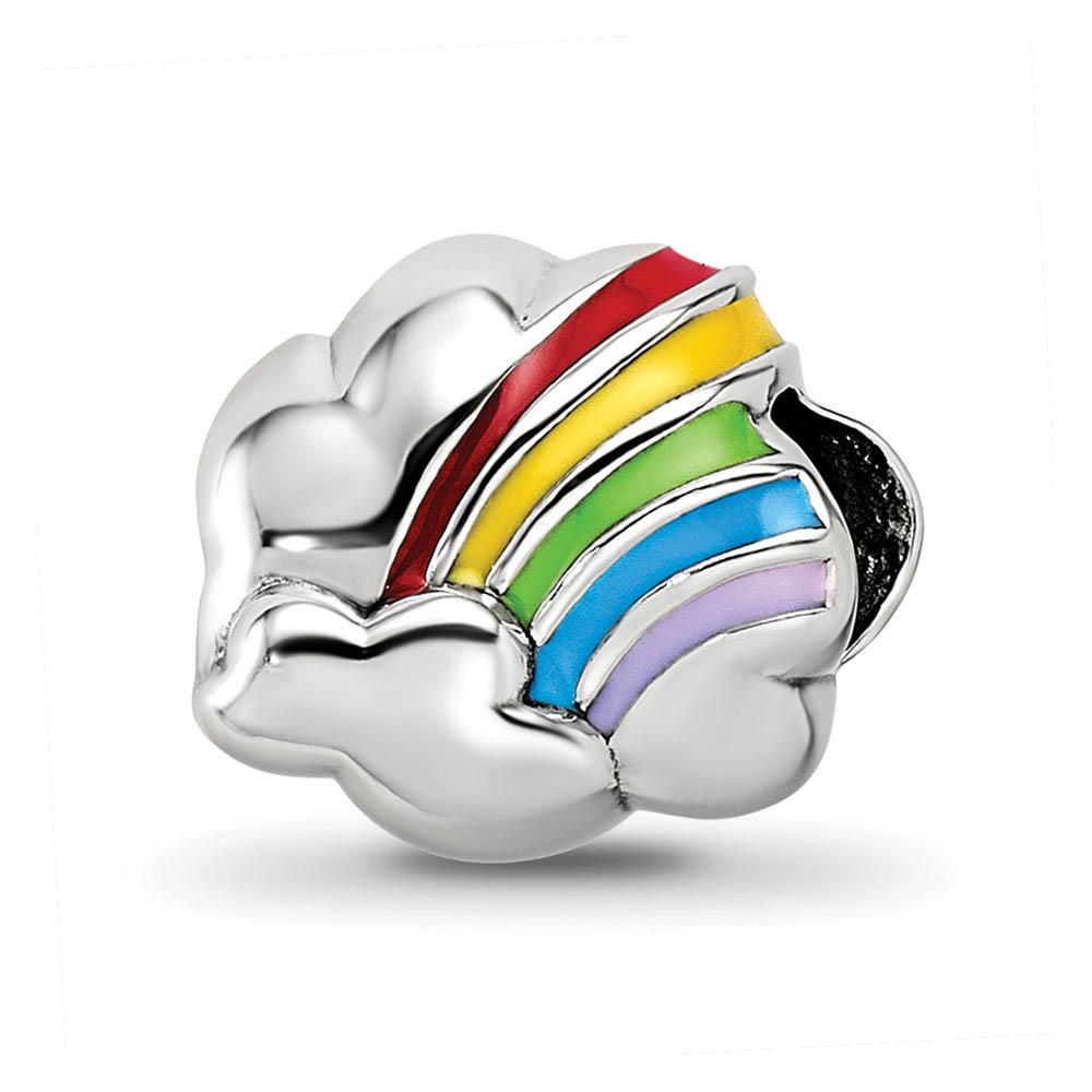 Sterling Silver Enameled Rainbow Cloud Bead Charm