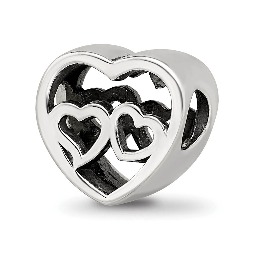 Sterling Silver Two Hearts One Love Bead Charm, 10mm