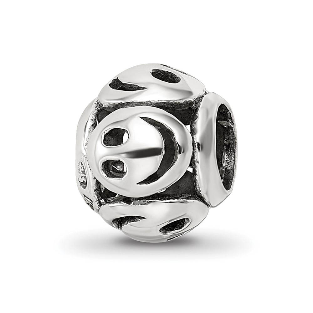Antiqued Sterling Silver Smiley Faces Bead Charm