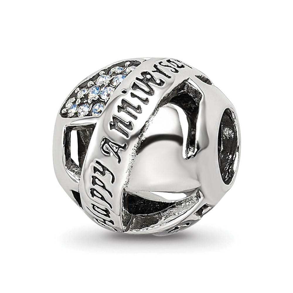 Sterling Silver and Crystal Happy Anniversary Collage Bead Charm