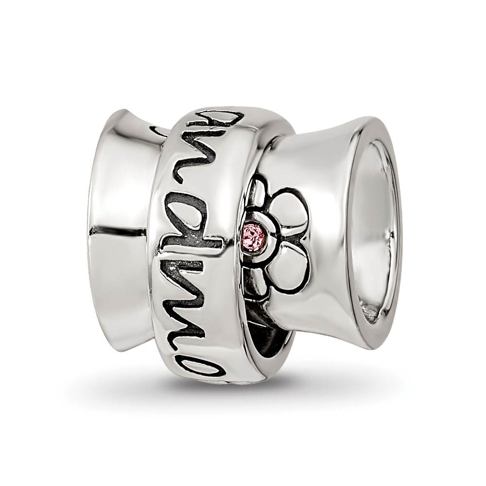 Sterling Silver with Pink Crystals Grandmother Spinner Bead Charm