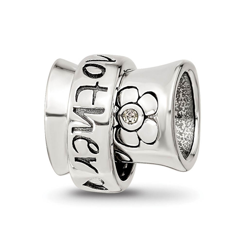 Sterling Silver with White Crystals Mother Spinner Bead Charm