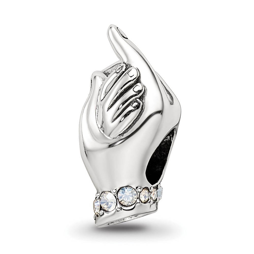 Sterling Silver with Crystals Mother & Child Hands Bead Charm
