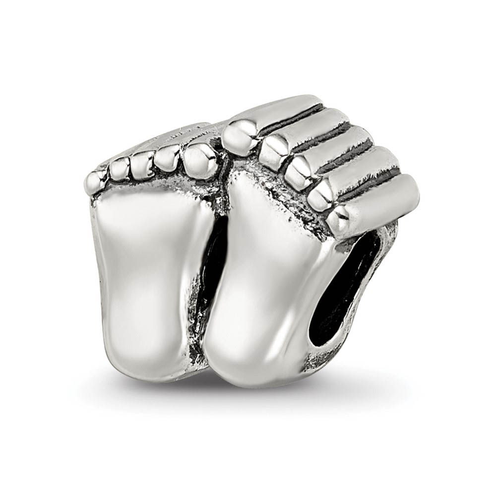 Big Feet Bead Charm in Antiqued Sterling Silver