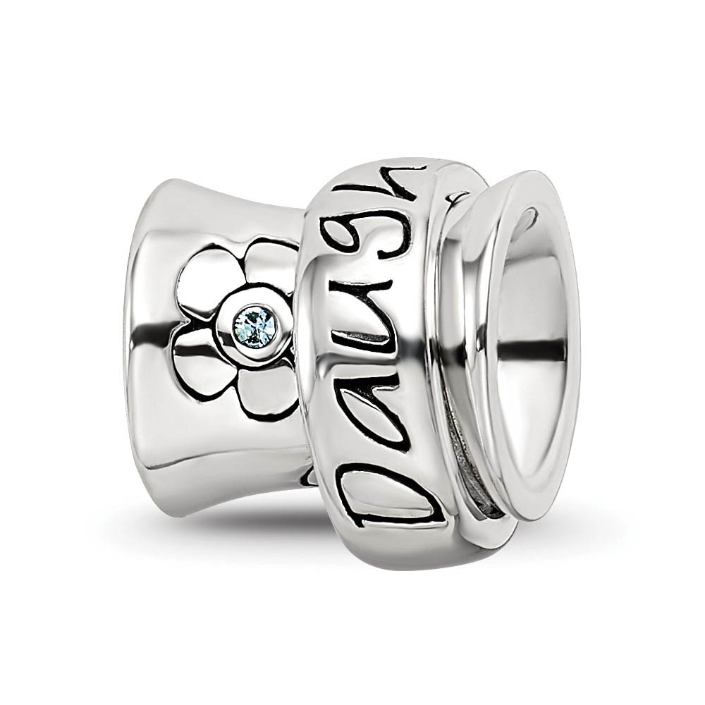 Sterling Silver with Light Blue Crystal Daughter Spinner Bead Charm