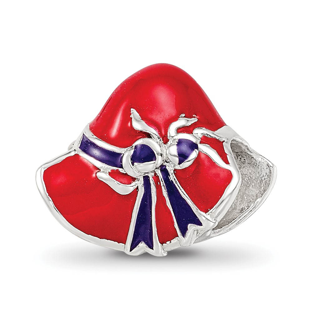 Sterling Silver & Enameled Red Hat Society Bead Charm