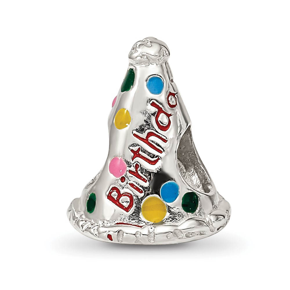 Sterling Silver and Enamel Happy Birthday Hat Bead Charm
