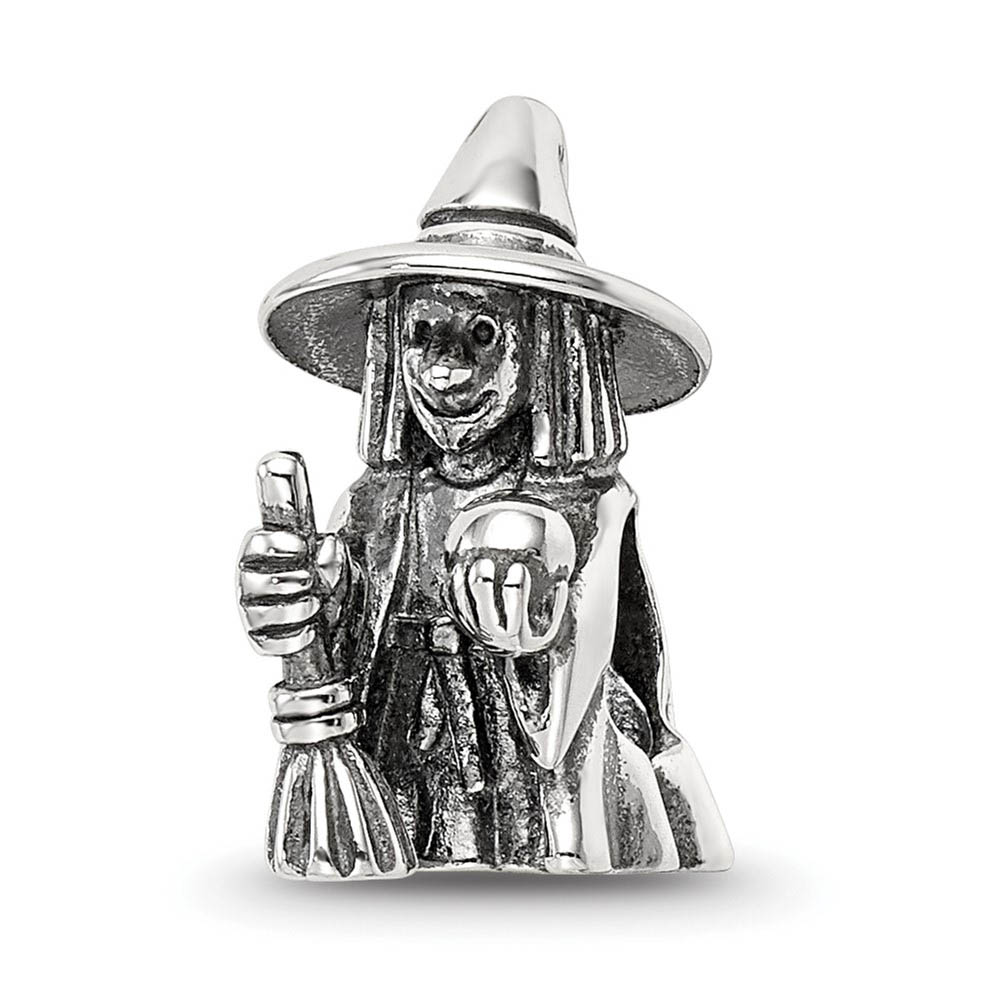 Antiqued Sterling Silver Witch Bead Charm