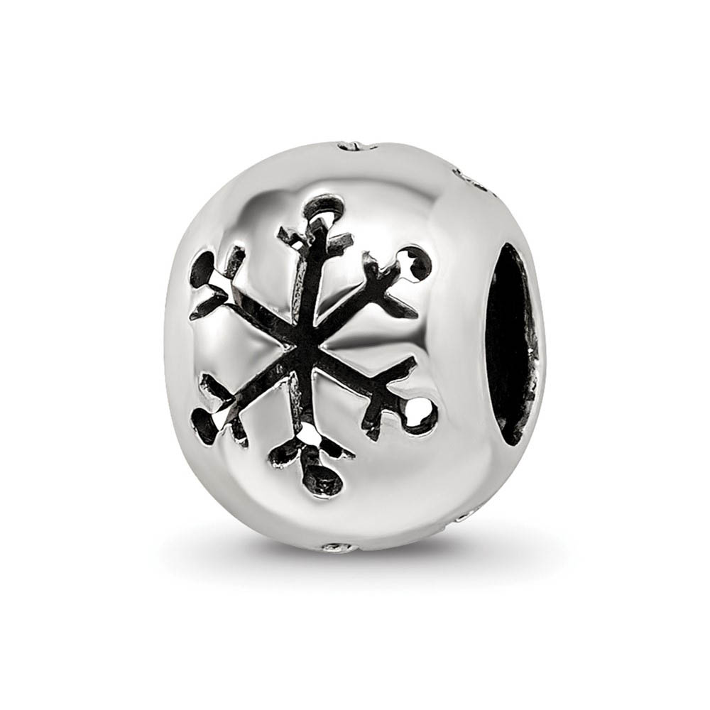 Sterling Silver Cutout Snowflake Bead Charm