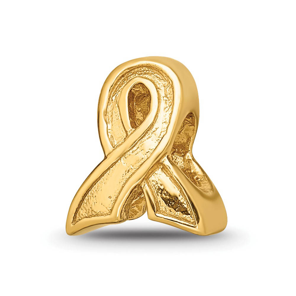 Awareness Ribbon Bead Charm in 14k Yellow Gold Plated Sterling Silver