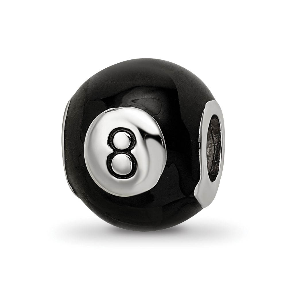 Sterling Silver Black Enamel 8 Ball Bead Charm
