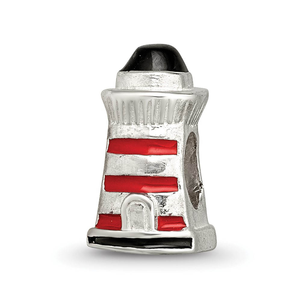 Sterling Silver Enameled Lighthouse Bead Charm