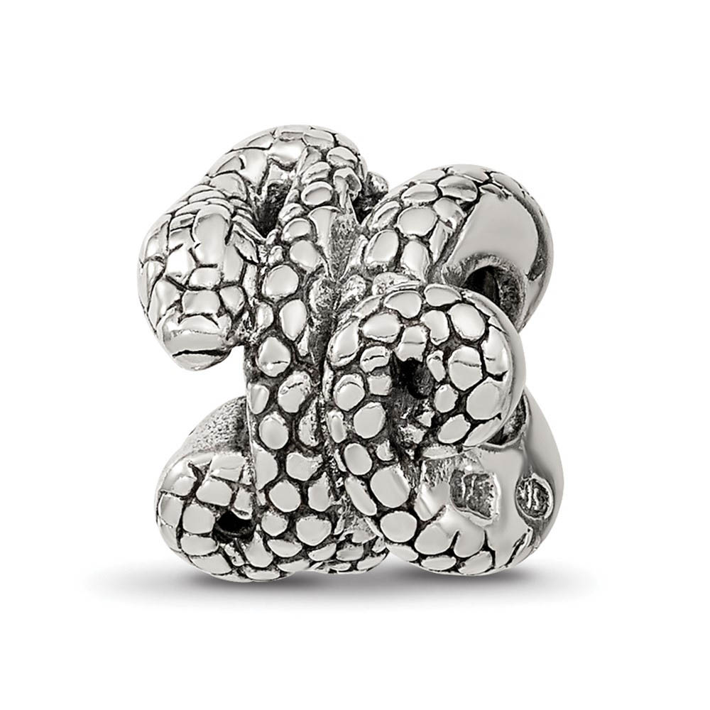 Antiqued Sterling Silver 3D Snake Bead Charm
