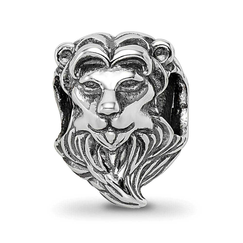 Antiqued Sterling Silver Lion's Head Bead Charm