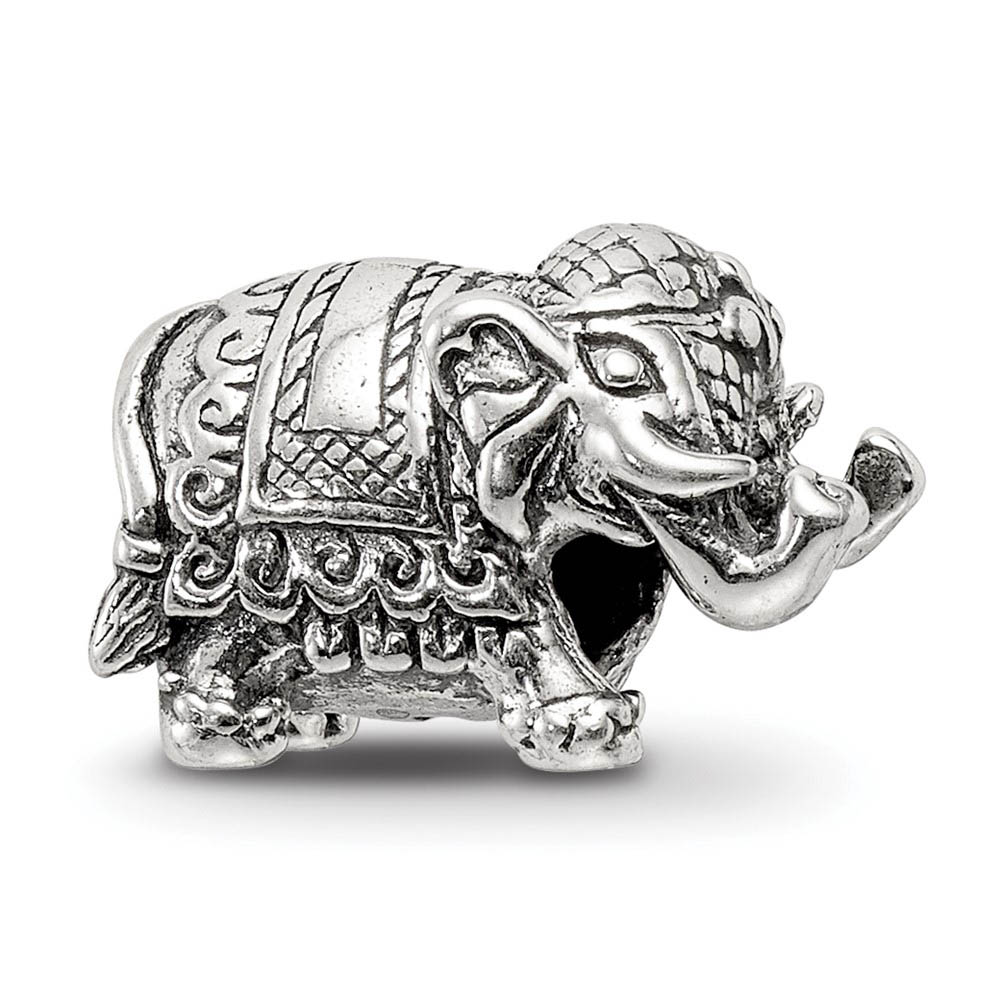 Double Sided Circus Elephant Bead Charm in Antiqued Sterling Silver