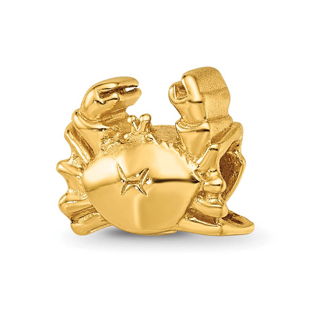 Crab Bead Charm in 14k Yellow Gold Plated Sterling Silver