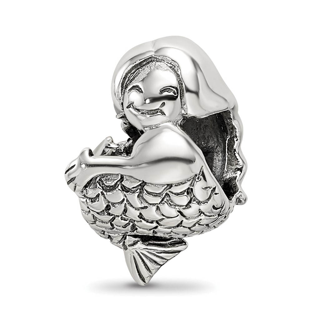 Sterling Silver 3D Mermaid Bead Charm