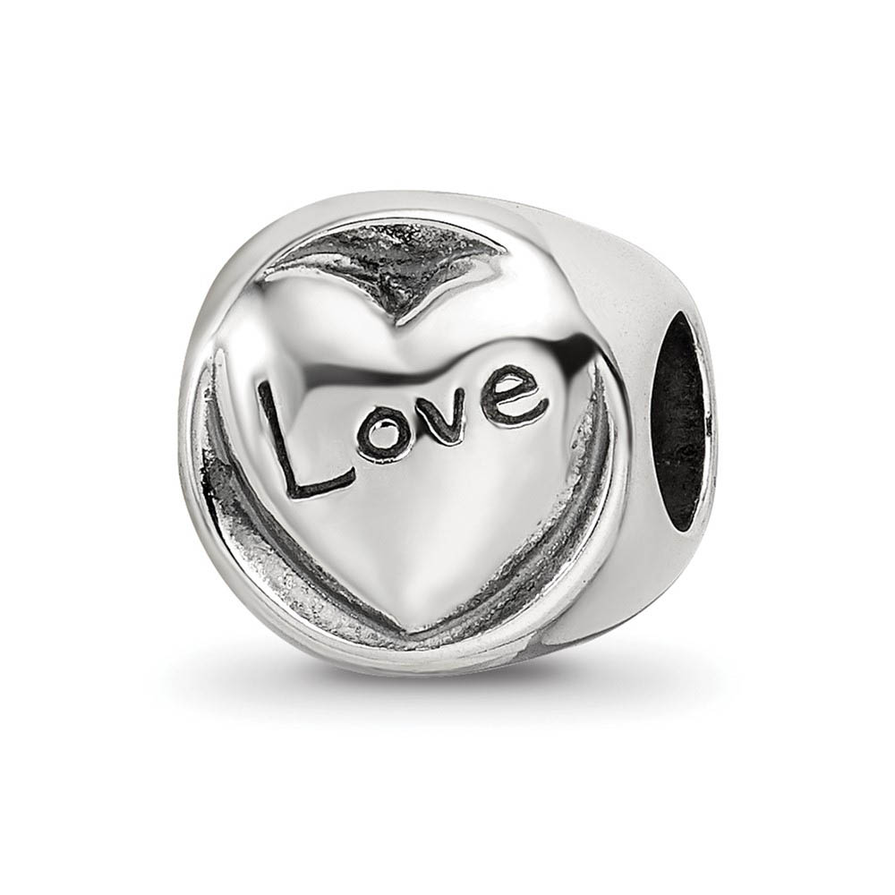 Sterling Silver Faith Hope Love 3-Sided Trilogy Bead Charm