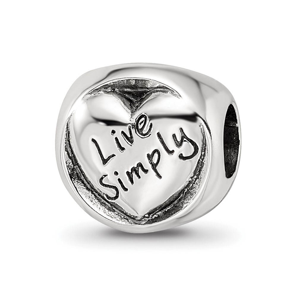Sterling Silver Live Love Laugh 3-Sided Trilogy Bead Charm
