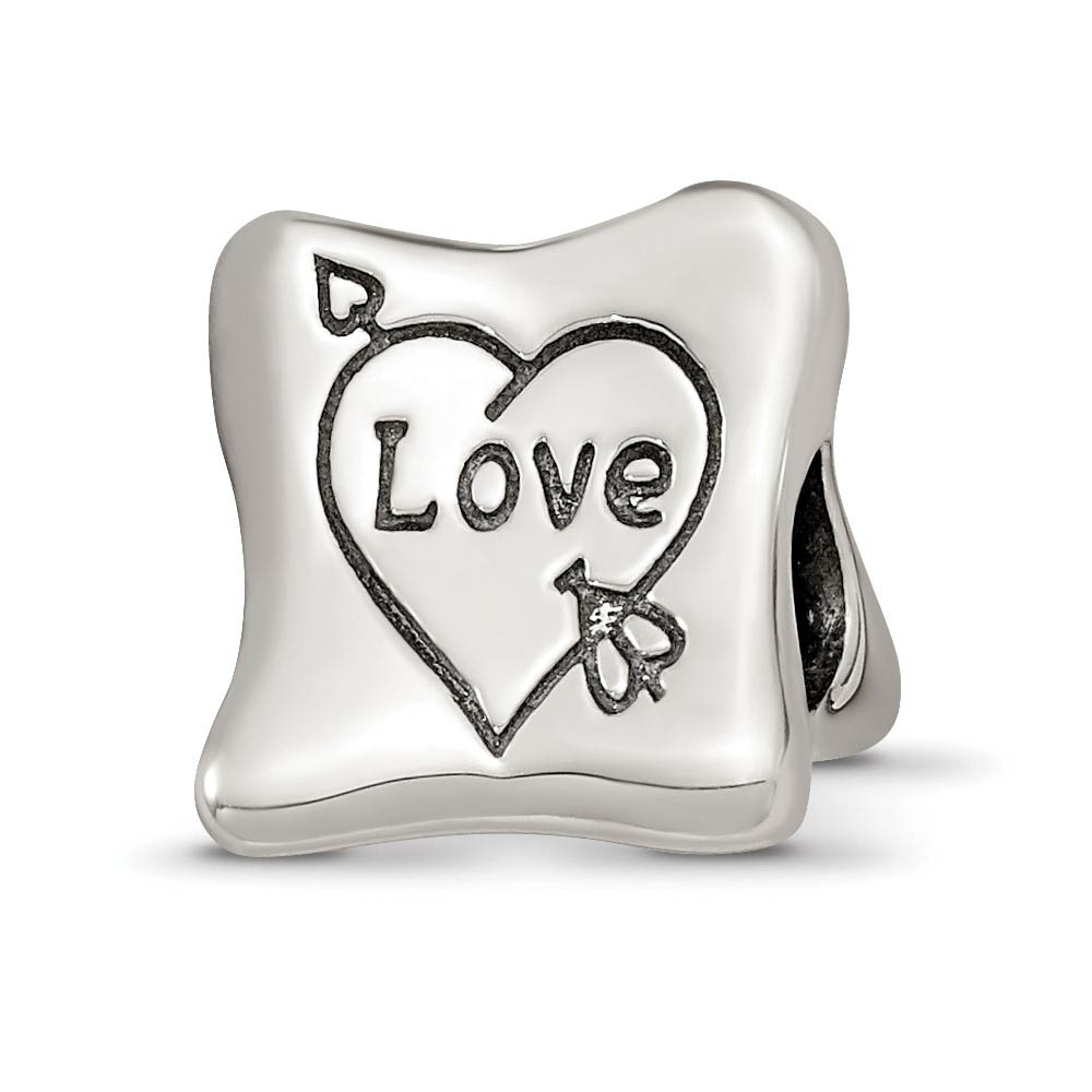 Sterling Silver Love Marriage Family 3-Sided Trilogy Bead Charm