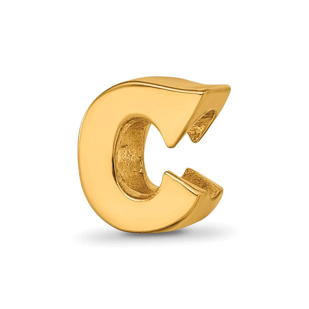 Letter C Bead Charm in 14k Yellow Gold Plated Sterling Silver