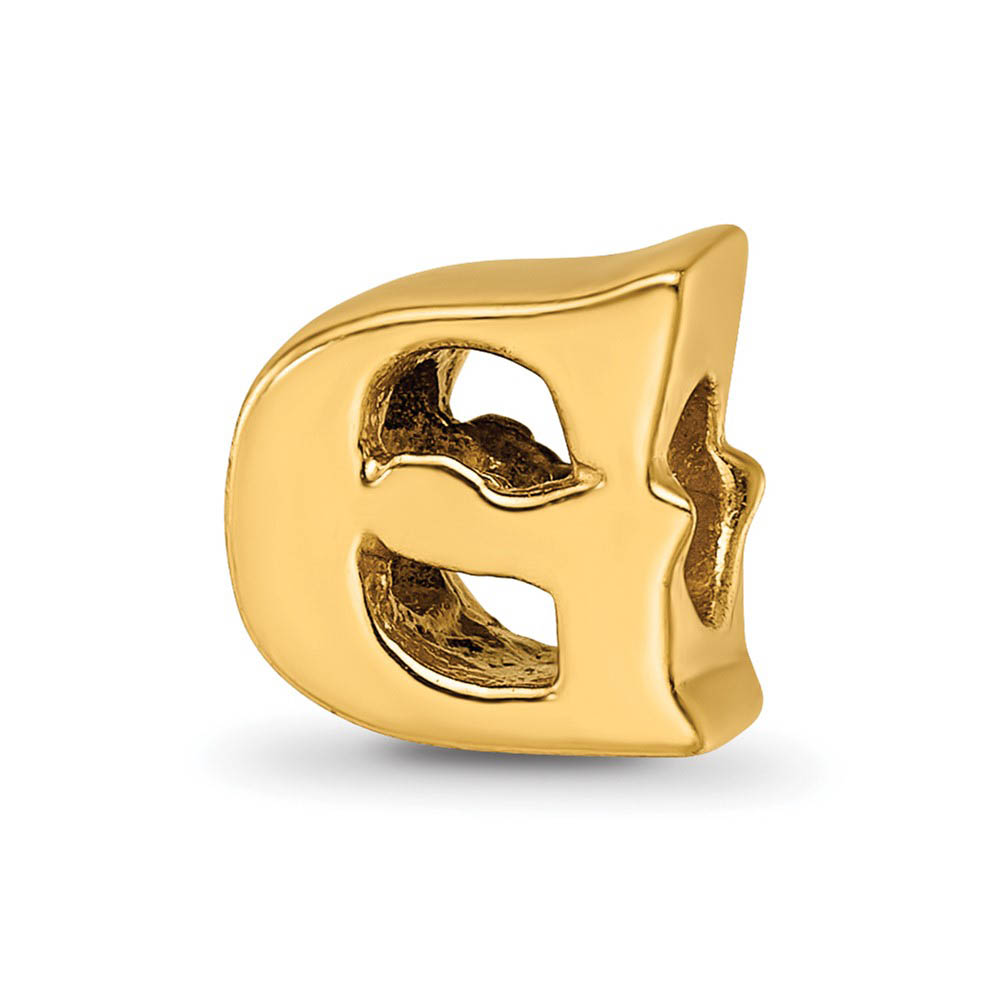 Letter G Bead Charm in 14k Yellow Gold Plated Sterling Silver