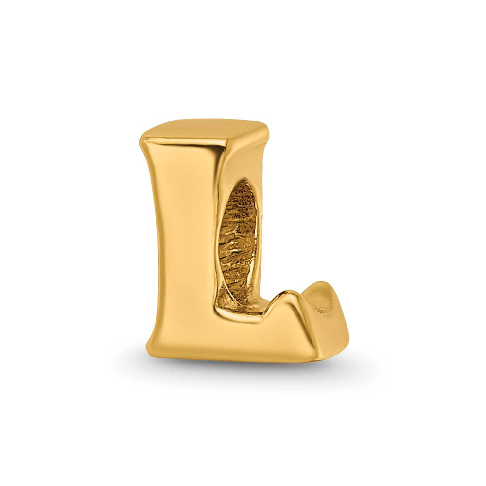 Letter Bead Charm in 14k Yellow Gold Plated Sterling Silver