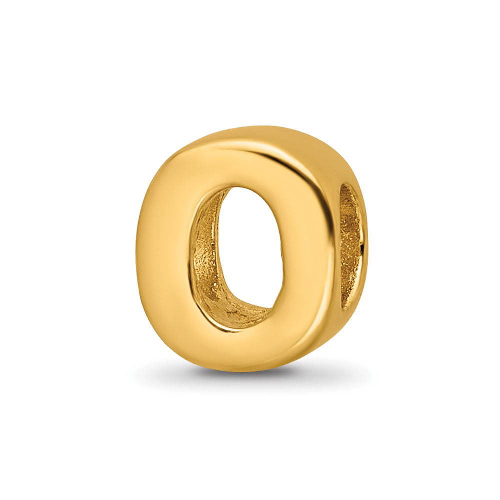 Letter O Bead Charm in 14k Yellow Gold Plated Sterling Silver