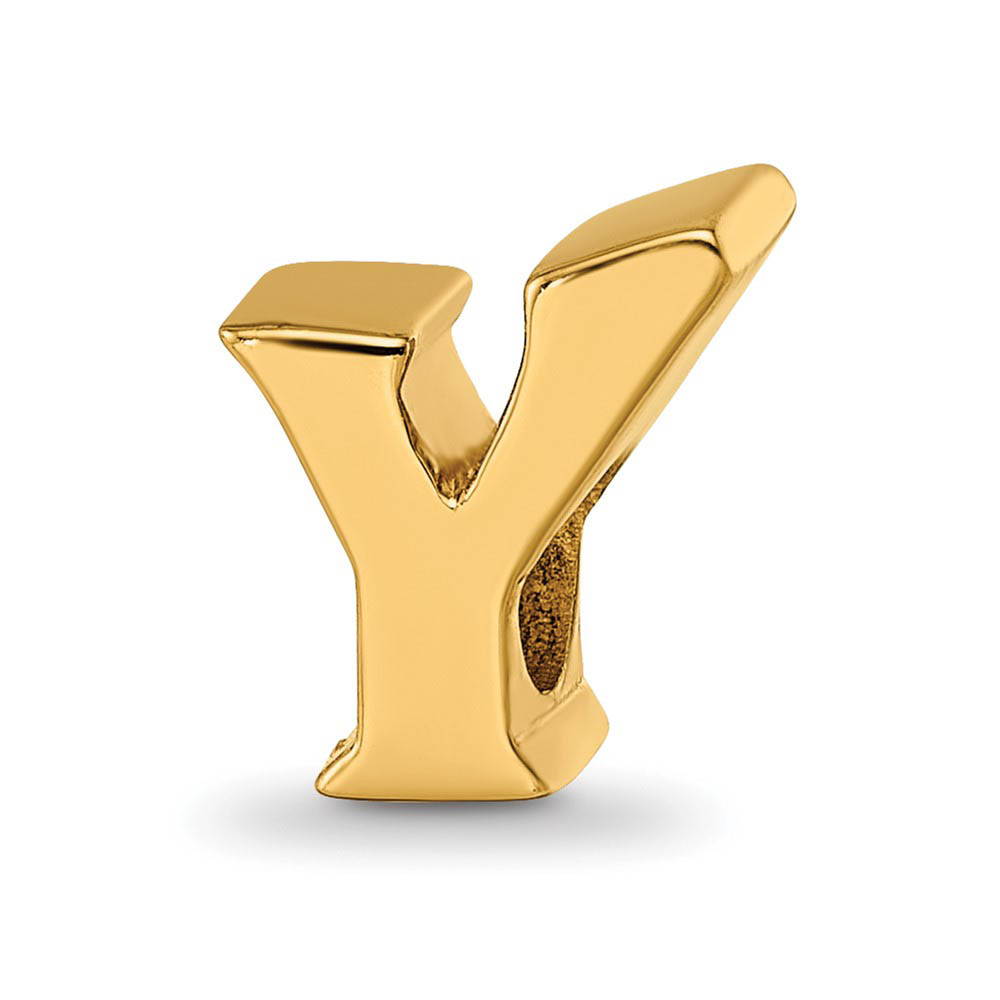 Letter Y Bead Charm in 14k Yellow Gold Plated Sterling Silver