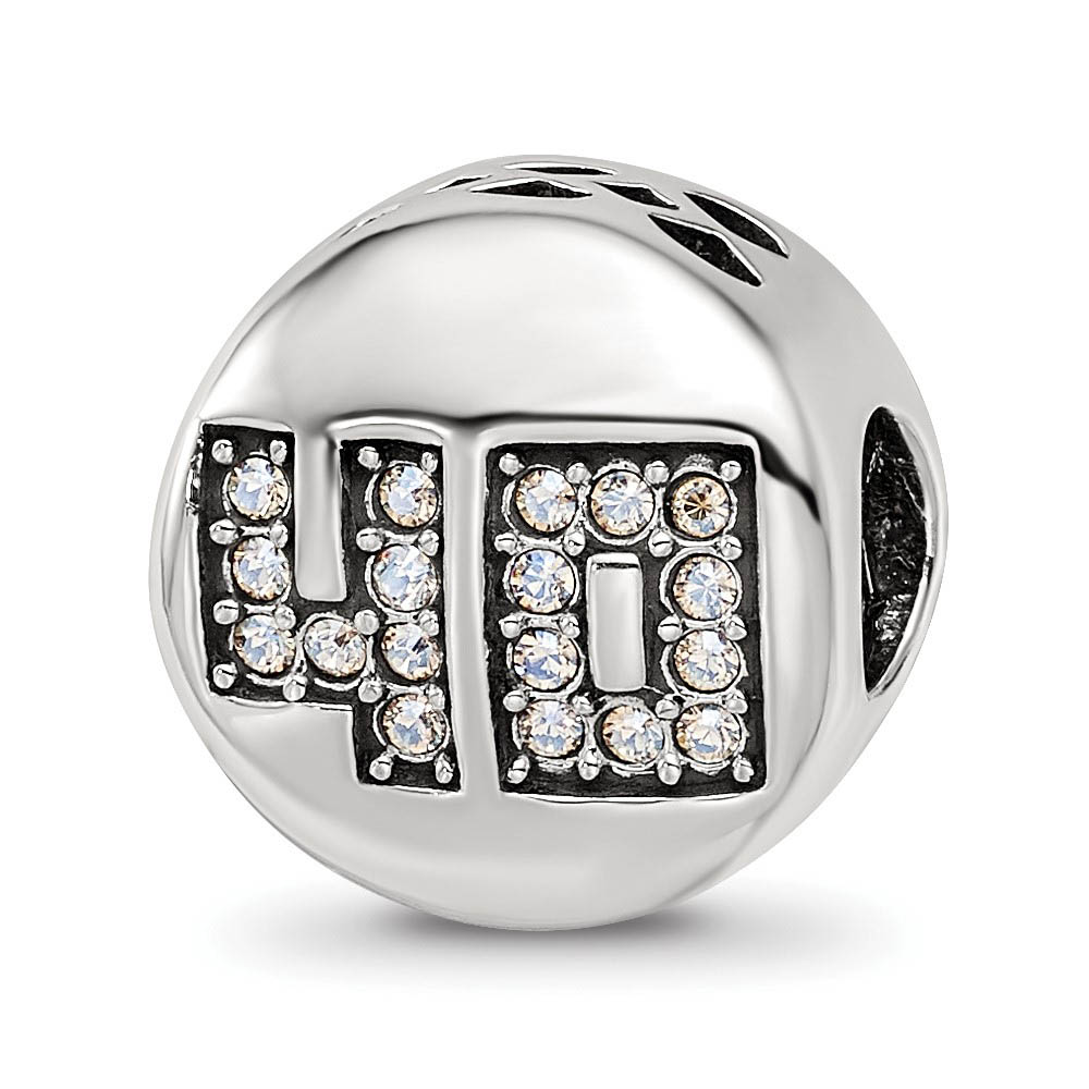Sterling Silver with White Crystals Fabulous 40 Bead Charm